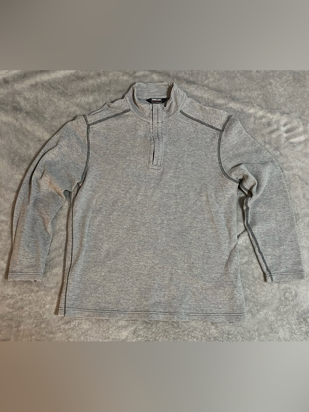 Kirkland Signature Mens Medium Gray Quarter Zip Pullover Sweater Knit Jacket